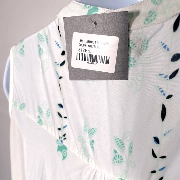 Boho Tank Dress Size Large White Blue and Green Midi - Picture 5 of 5